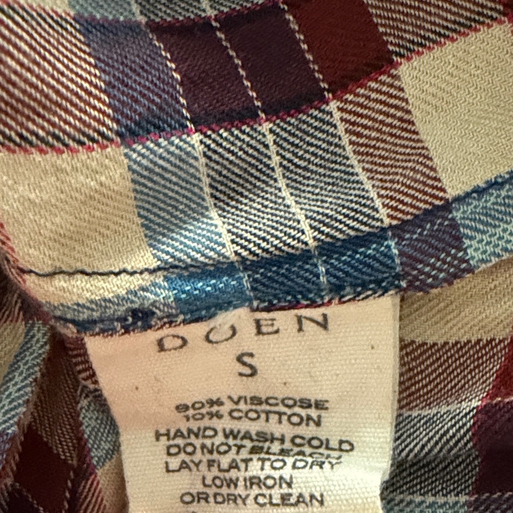 Doen Harlow Plaid Button-Up Blouse in Navy, Burgundy, Cream - Picture 7 of 7